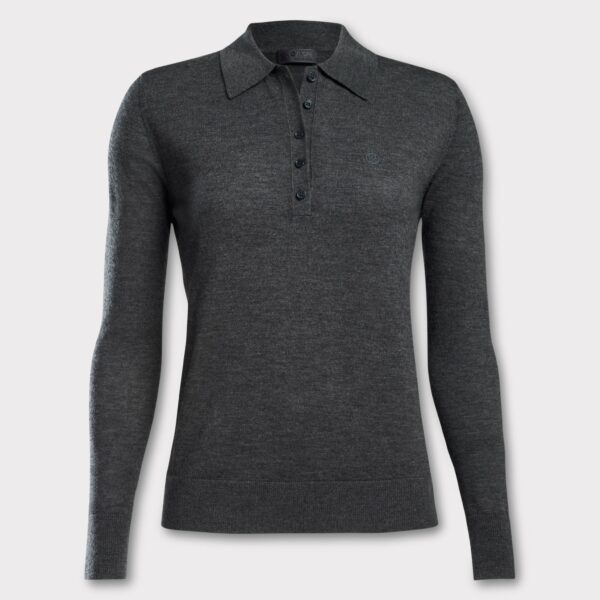 G/FORE Featherweight Polo Sweater - Charcoal Heather Grey