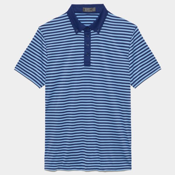 G/FORE Wide Feeder Stripe Button Down Polo - Blueprint