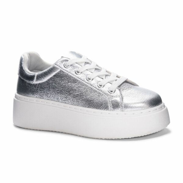 Record Metallic Sneaker for Women in Silver | by Dirty Laundry