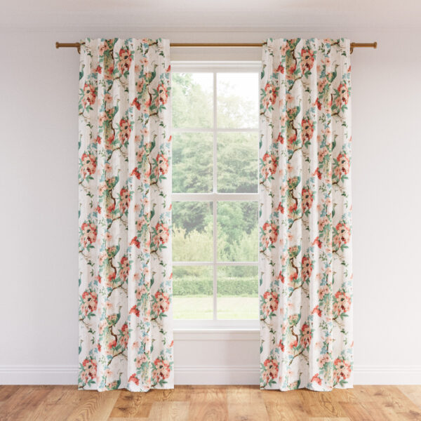 The Inside | Printed Linen Unlined Curtain | 50" x 96" | Rose Peacock Park Printed Linen Blend