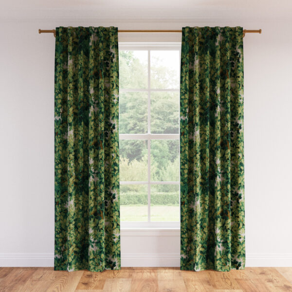 The Inside | Printed Linen Unlined Curtain | 50" x 96" | Verdure Bois De Chene Printed Linen Blend