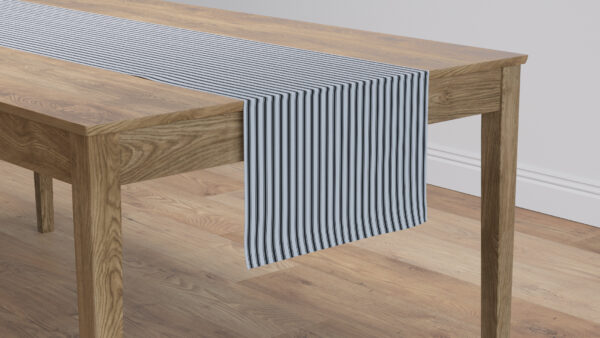 The Inside | Table Runner 16" x 90" | Black Classic Ticking Stripe