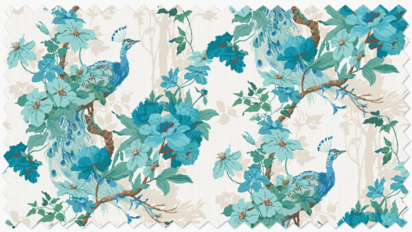 The Inside | Fabric By The Yard | Quilting Cotton | Turquoise Peacock Park