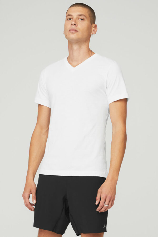 Alo Yoga | The Triumph V-Neck T-Shirt in White