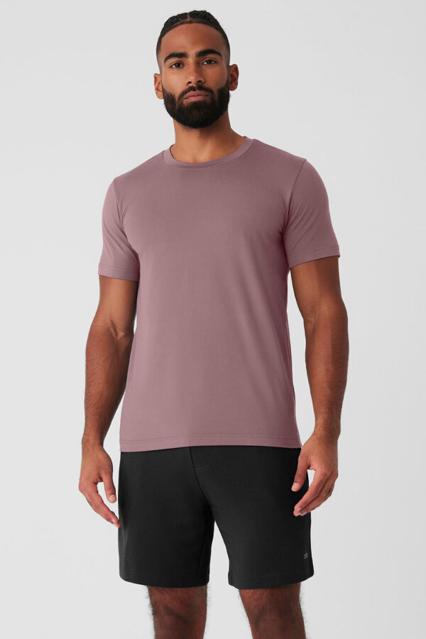 Alo Yoga | Conquer Reform Crewneck Short Sleeve Top in Woodrose Purple