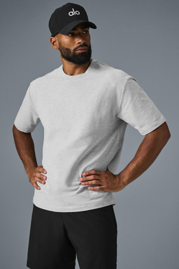 Alo Yoga | Double Take Short Sleeve Top in Athletic Heather Grey