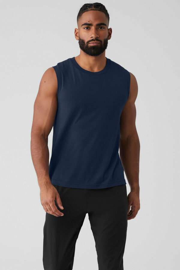 Alo Yoga | The Triumph Muscle Tank Top in Navy Blue