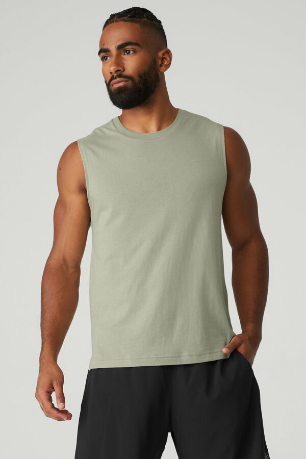 Alo Yoga | The Triumph Muscle Tank Top in Limestone Green