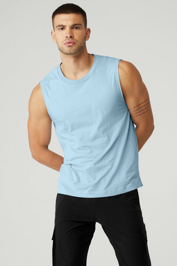 Alo Yoga | The Triumph Muscle Tank Top in Calm Blue