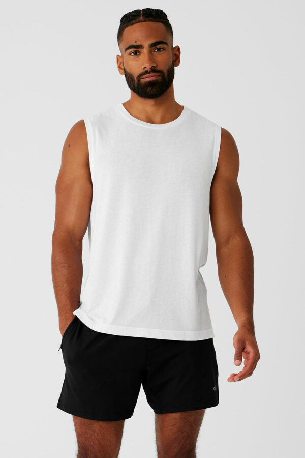 Alo Yoga | Sports Club Palms Muscle Tank Top in White