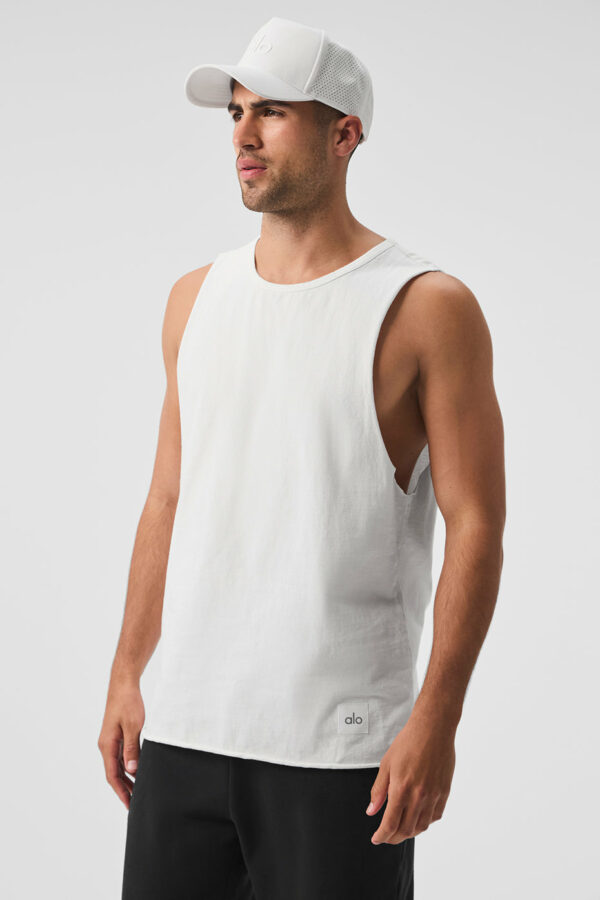 Alo Yoga | Society Raw Edge Tank Top in White