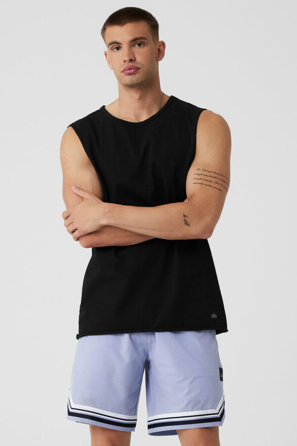 Alo Yoga | Society Raw Edge Tank Top in Black