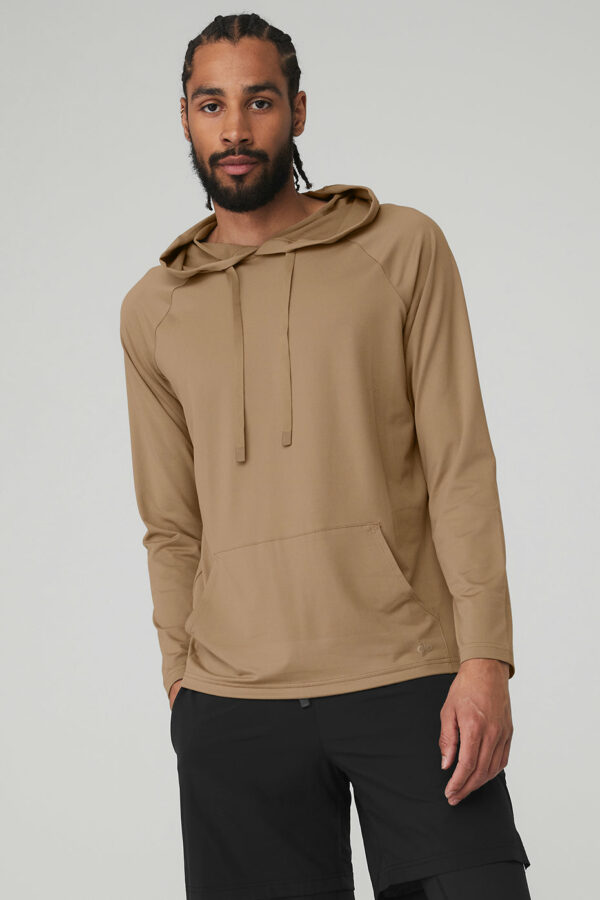 Alo Yoga | The Conquer Hoodie in Gravel Beige