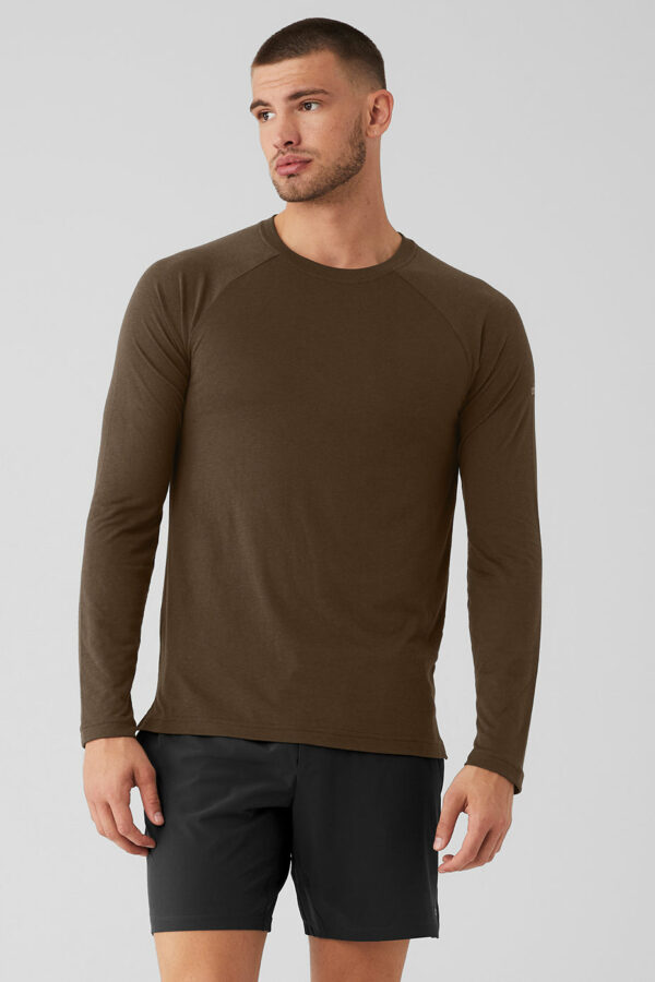 Alo Yoga | Triumph Long Sleeve T-Shirt in Espresso Brown