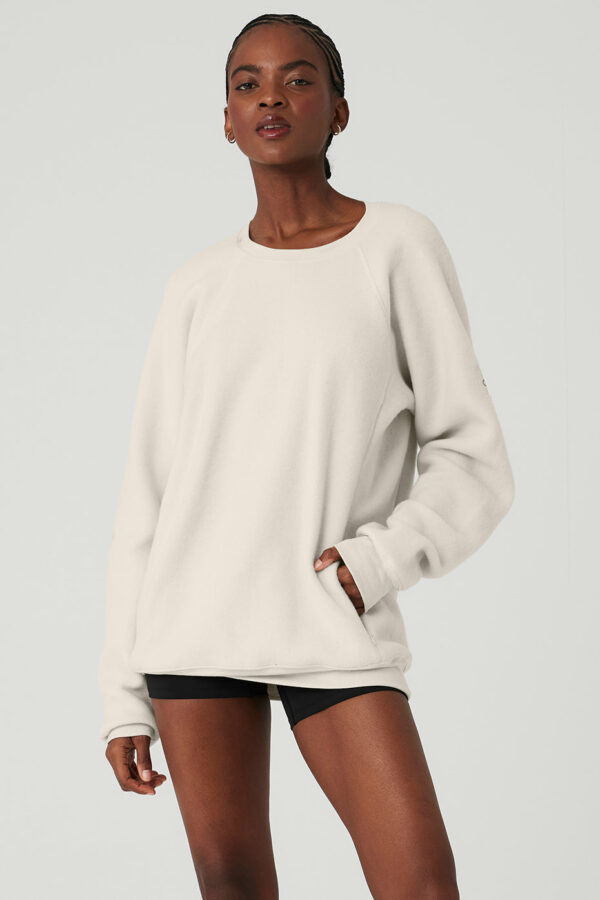 Alo Yoga | Triumph Crew Neck Sweatshirt in Bone Beige