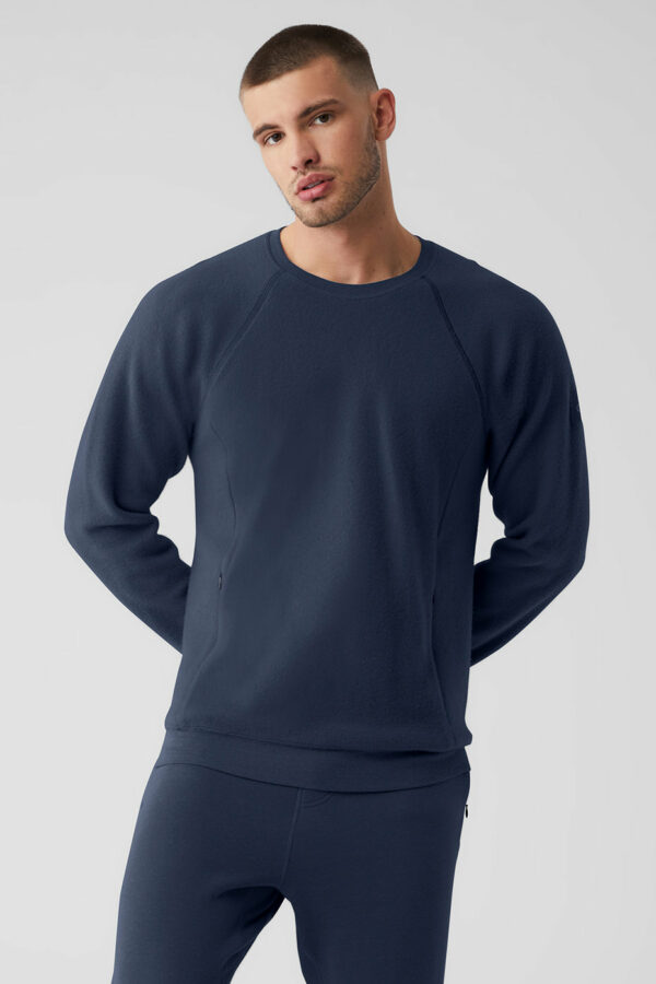 Alo Yoga | Triumph Crew Neck Sweatshirt in Navy Blue