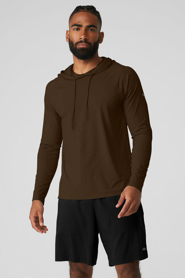 Alo Yoga | Idol Hooded Runner Sweatshirt in Espresso Brown