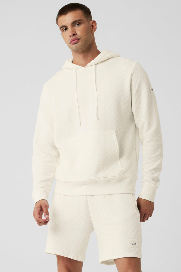 Alo Yoga | Quilted Stadium Hoodie in Ivory White