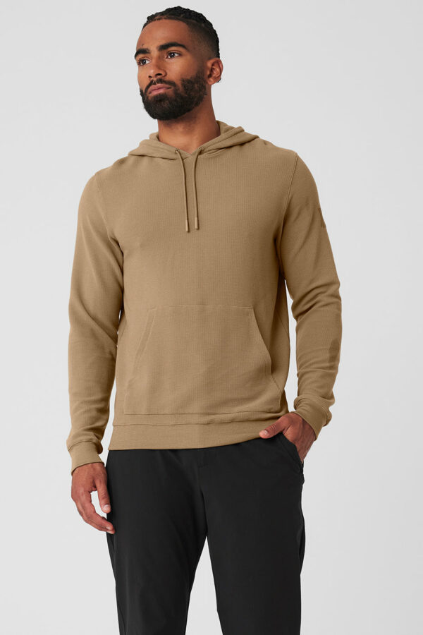 Alo Yoga | Micro Waffle Fast Break Hoodie in Gravel Beige