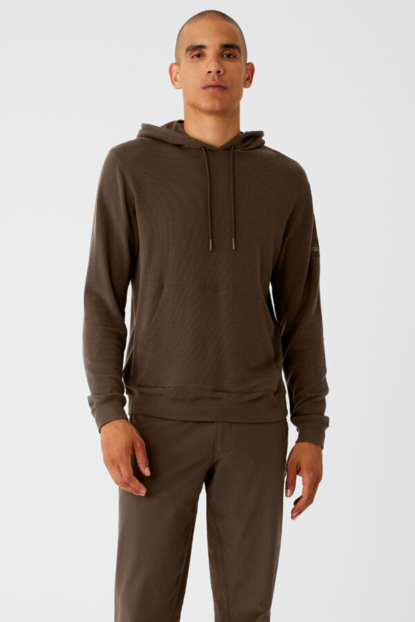 Alo Yoga | Micro Waffle Fast Break Hoodie in Espresso Brown