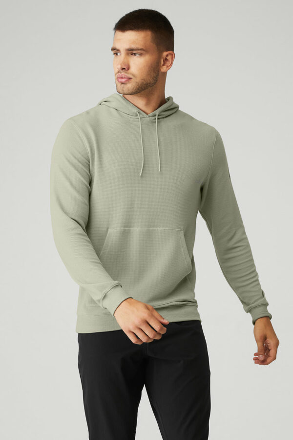 Alo Yoga | Micro Waffle Fast Break Hoodie in Limestone Green