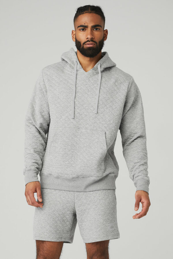 Alo Yoga | Quilted Stadium Hoodie in Athletic Heather Grey