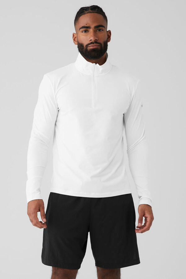 Alo Yoga | Conquer 1/4 Zip Reform Long Sleeve Sweatshirt in White