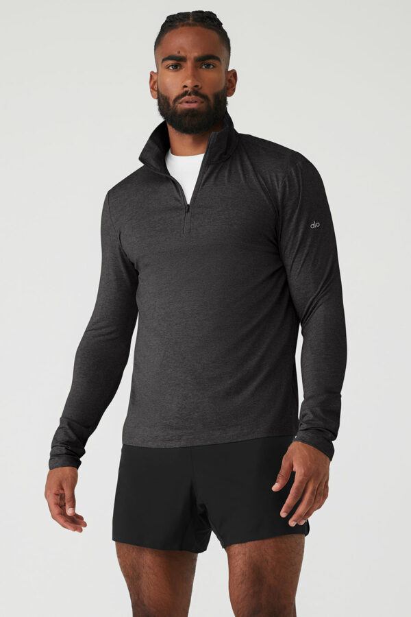 Alo Yoga | Conquer 1/4 Zip Reform Long Sleeve Sweatshirt in Dark Heather Grey