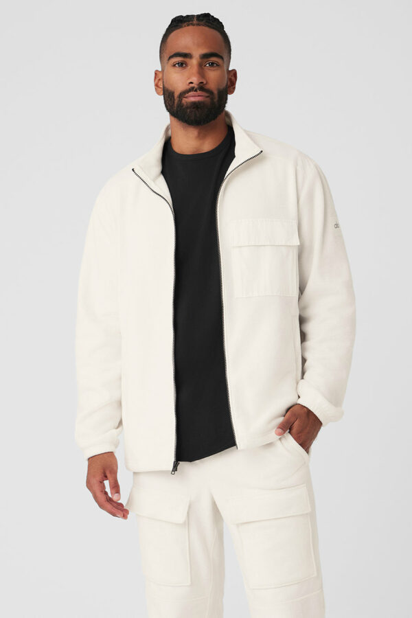 Alo Yoga | Polar Fleece Ridge Full Zip Jacket in Ivory White