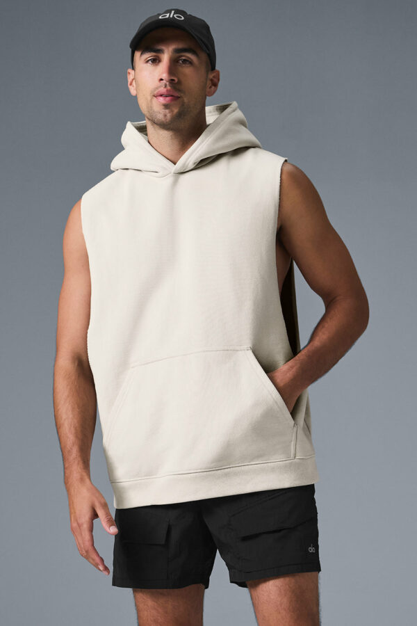 Alo Yoga | Renown Sleeveless Hoodie in Bone Beige