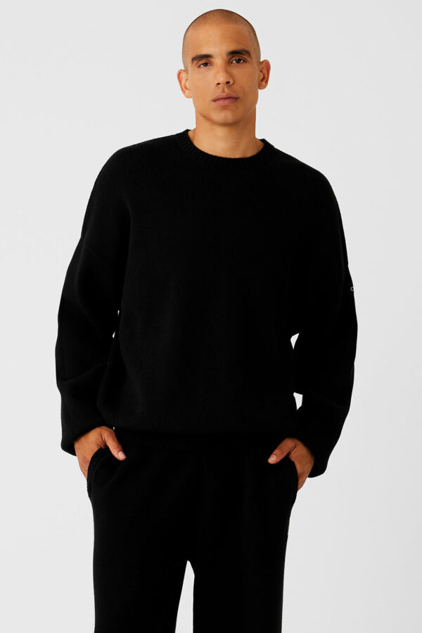 Alo Yoga | Scholar Crewneck Neck Sweater Top in Black