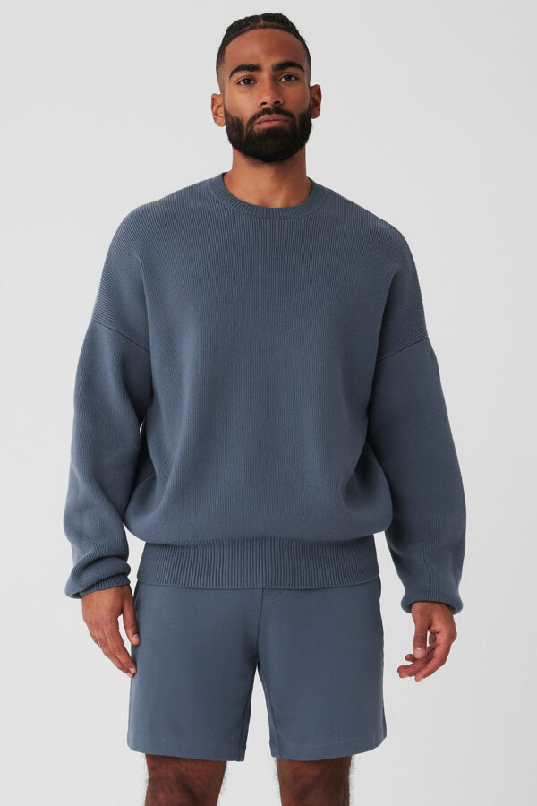 Alo Yoga | Scholar Crewneck Neck Sweater Top in Bluestone