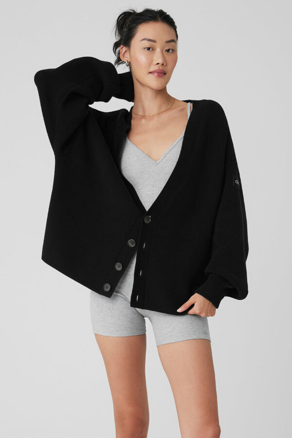 Alo Yoga | Scholar Cardigan Sweater Top in Black