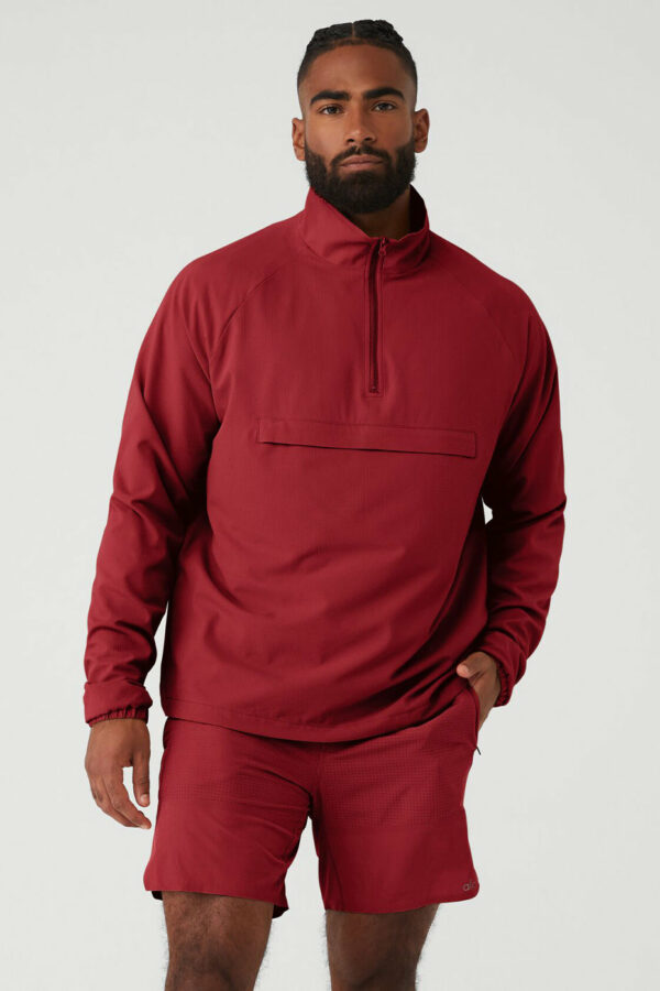 Alo Yoga | Ripstop 1/4 Zip On-Set Jacket in Victory Red