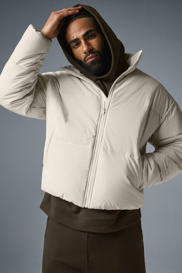 Alo Yoga | Stretch Woven Street Puffer Jacket in Bone Beige