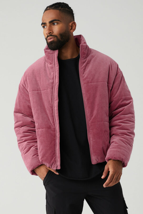 Alo Yoga | Corduroy Stage Puffer Jacket in Mars Clay Pink