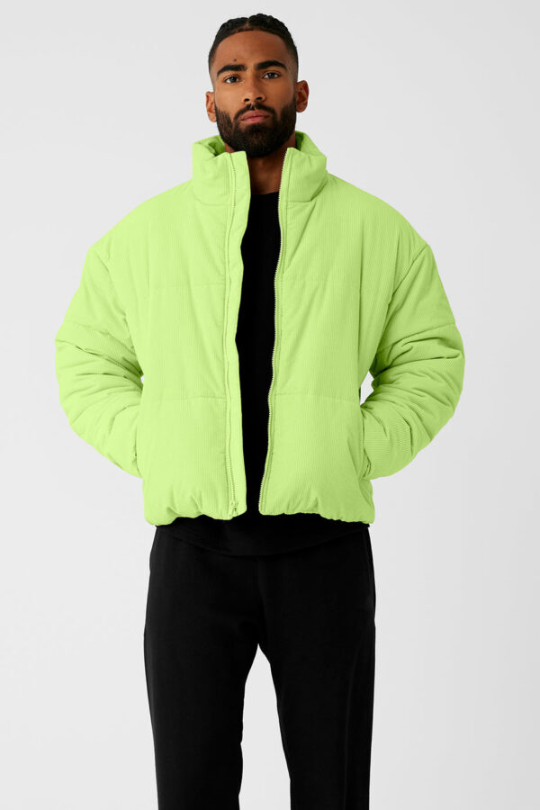 Alo Yoga | Corduroy Stage Puffer Jacket in Celery Green