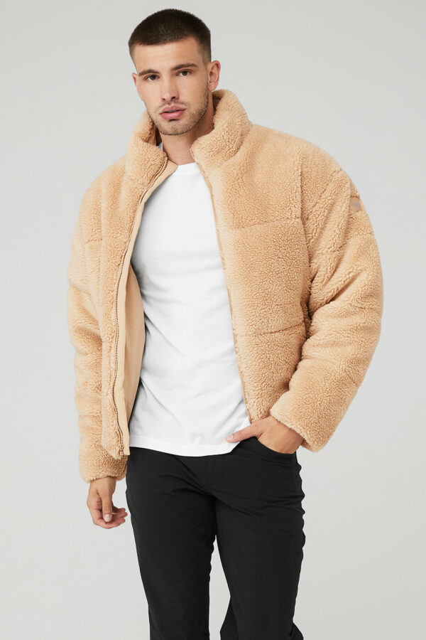 Alo Yoga | Sherpa Stage Puffer Jacket in Camel Beige