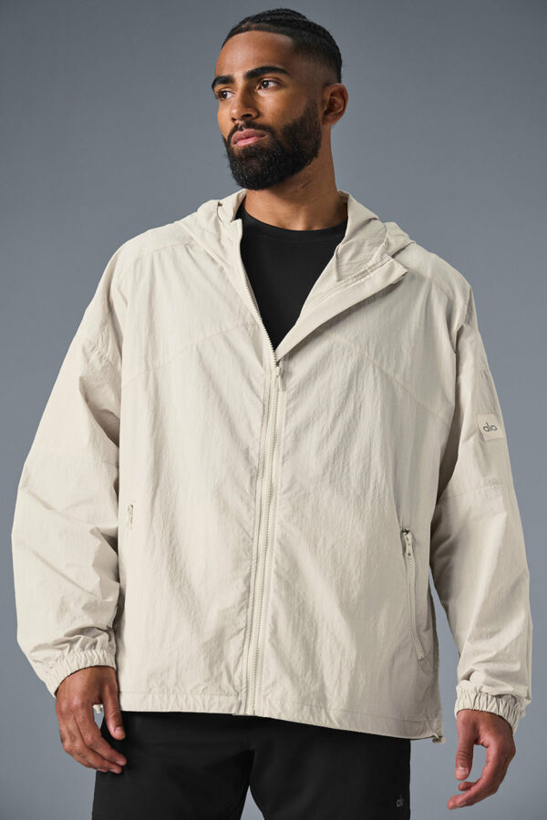 Alo Yoga | Vantage Nylon Ripstop Track Jacket in Bone Beige