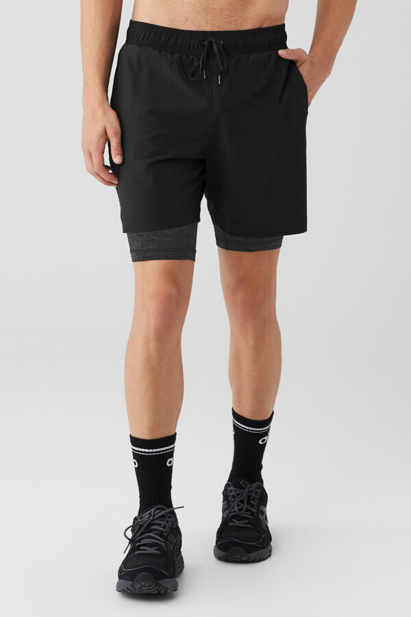 Alo Yoga | 7" Unity 2-In-1 Short in Black/Dark Grey Marl