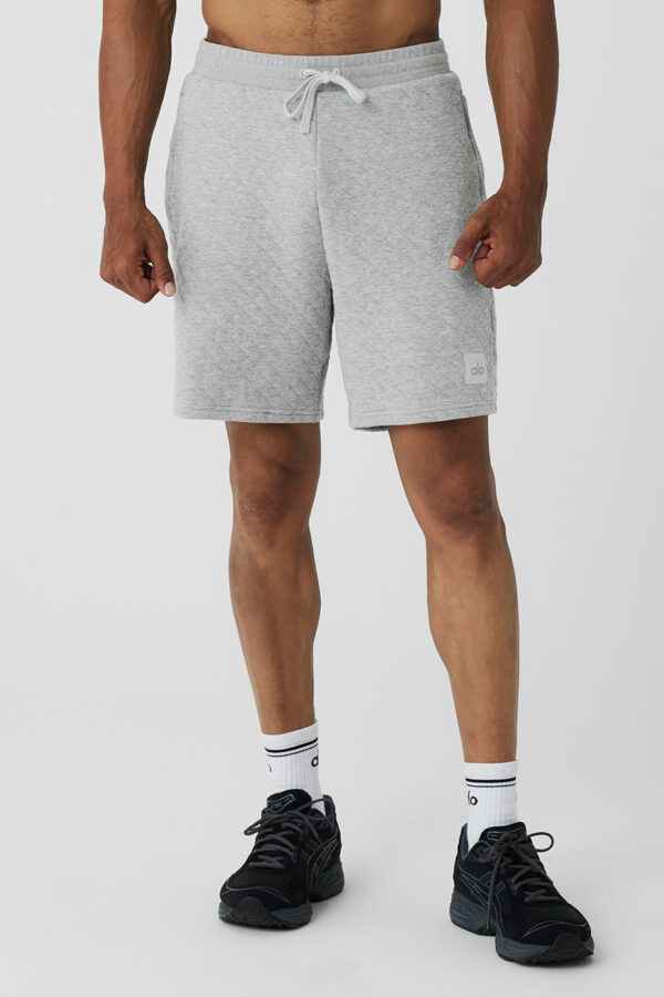 Alo Yoga | Quilted Stadium Short in Athletic Heather Grey