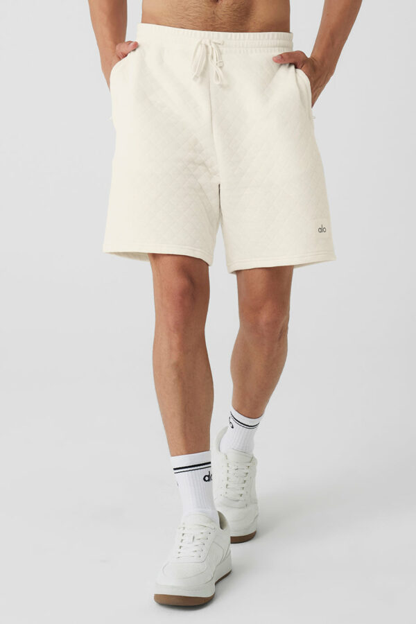 Alo Yoga | Quilted Stadium Short in Ivory White