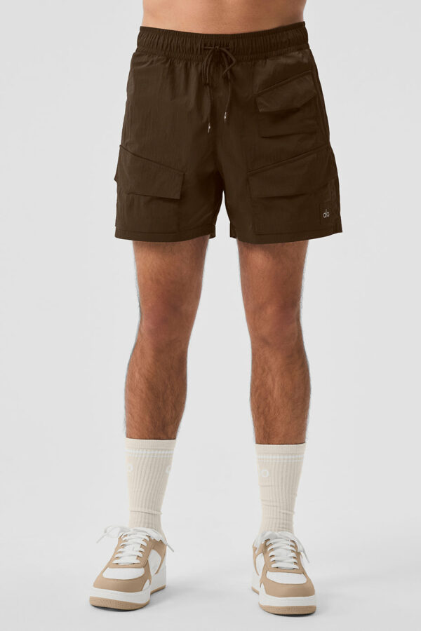 Alo Yoga | 7" Crinkle Nylon Excursion Cargo Short in Espresso Brown