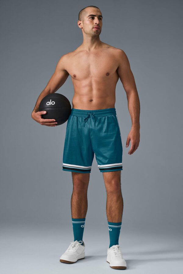 Alo Yoga | 7" Key Mesh Basketball Short in Oceanic Teal Blue