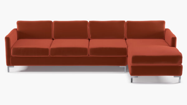 The Inside | Modern Sectional, Right Facing | Rust Performance Velvet