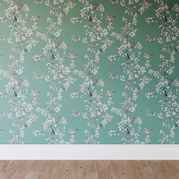 The Inside | Traditional Wallpaper Roll | Mint Cherry Blossom