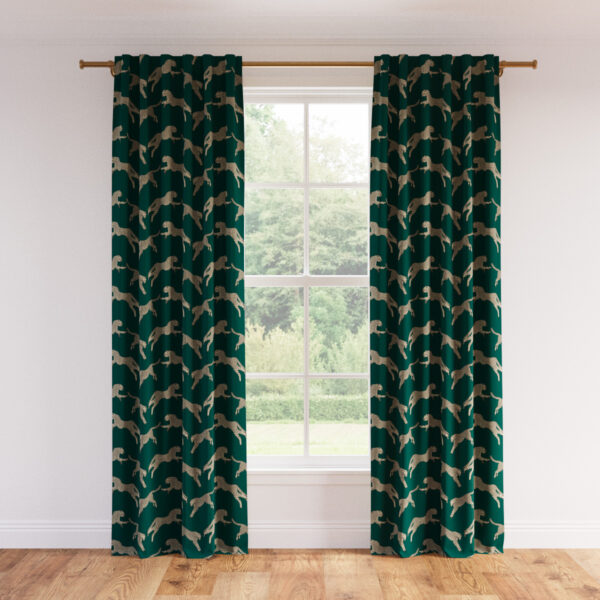 The Inside | Printed Linen Unlined Curtain | 50" x 96" | Polo Green Cheetah Printed Linen Blend