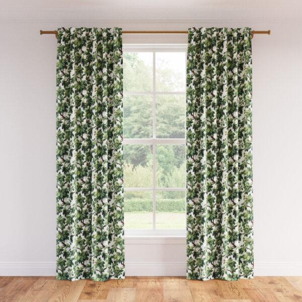 The Inside | Printed Linen Unlined Curtain | 50" x 96" | Vert Woodland Printed Linen Blend