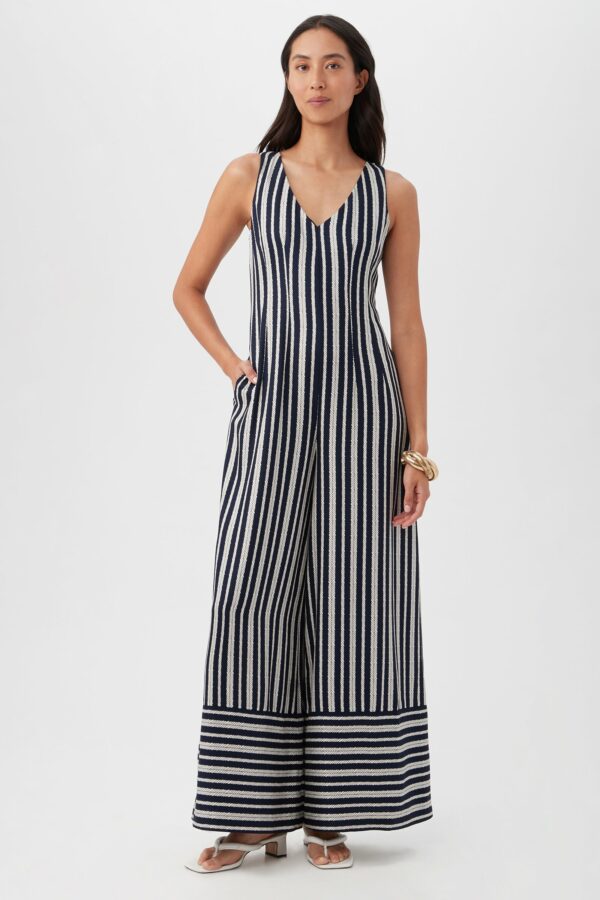 Trina Turk Schooner Jumpsuit / Indigo/Whitewash