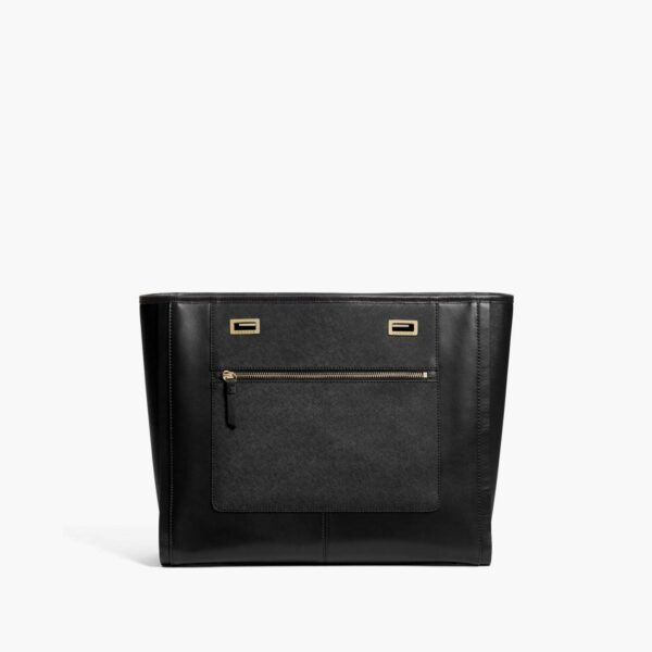 Lo & Sons | The Seville Prima Shell - Nappa & Saffiano Leather - Black / Gold / Black